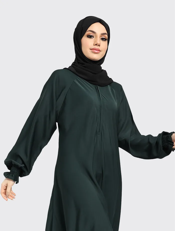 Green Mid Zip Umbrella Abaya
